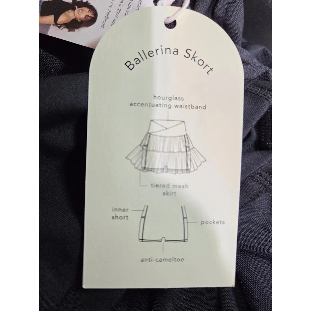 Blogilates Ballerina Skort Black Tiered Mesh Athletic Skirt XS New